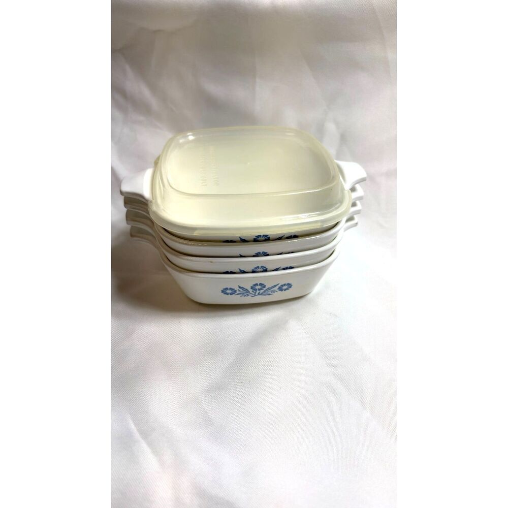 Corning Ware Vintage 4 Petite Pan Casserole Dishes Iconic Blue Cornflower Patter